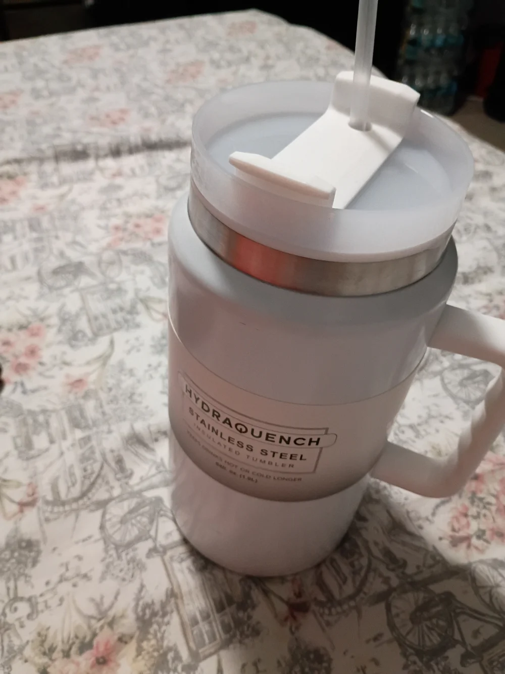 White Stainless Steel Insulated Tumbler with Handle